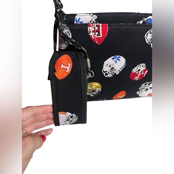 RARE VINTAGE NCAA COLLEGE FOOTBALL JEWELED PURSE WITH CELL PHONE HOLDER - Picture 3 of 16